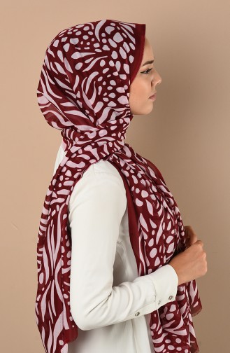 Zebra Desenli Mevsimlik Şal 90659-09 Bordo Pudra