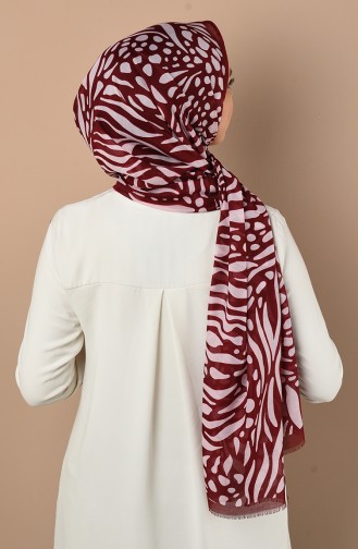 Zebra Desenli Mevsimlik Şal 90659-09 Bordo Pudra