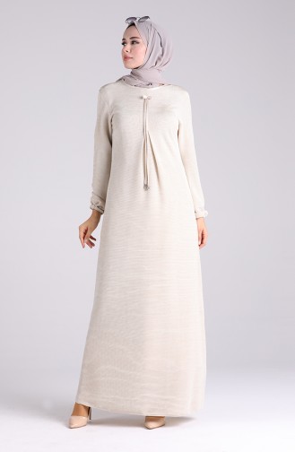 Beige Hijab Kleider 2028-07