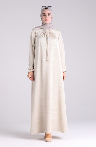 Beige Hijab Kleider 2029-06