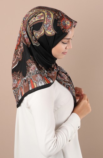 Karaca Desenli Koton Eşarp 90711-03 Siyah Gold
