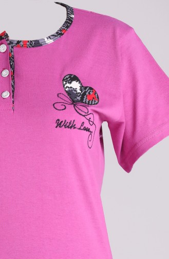 Desenli Kısa Kol Pijama Takım 2731-02 Mor