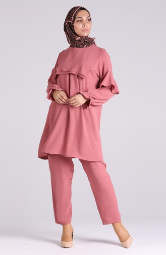 Aerobin Fabric Flounce Tunic Trousers Double Suit 1089-01 Dry Rose 1089-01