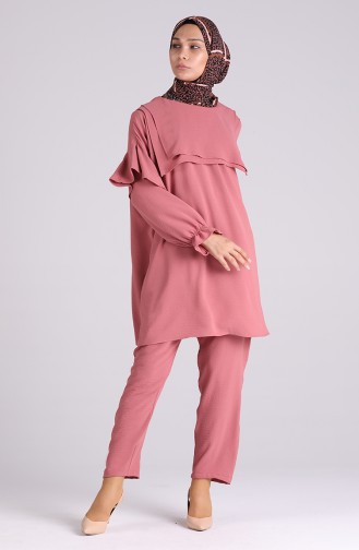 Aerobin Fabric Flounce Tunic Trousers Double Suit 1089-01 Dry Rose 1089-01