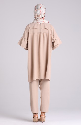 Aerobin Fabric Flounce Tunic Trousers Double Suit 1089-03 Beige 1089-03