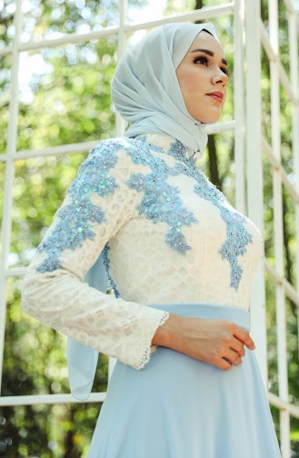 Babyblau Hijab-Abendkleider 8202-01