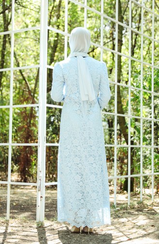 Baby Blue Hijab Evening Dress 9027-06