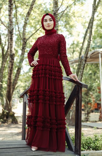 Claret red İslamitische Avondjurk 52770-02