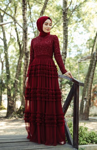 Claret red İslamitische Avondjurk 52770-02