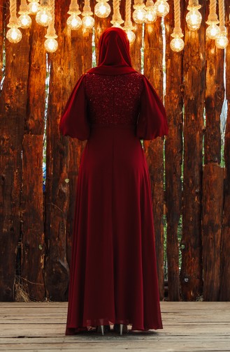 Weinrot Hijab-Abendkleider 52771-05