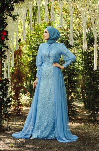 Indigo Hijab-Abendkleider 5346-08