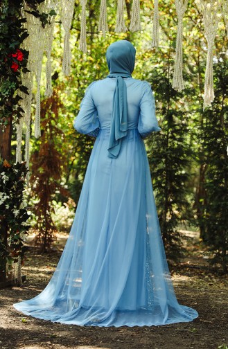 Indigo Hijab-Abendkleider 5346-08