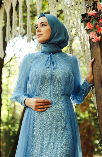 Indigo Hijab-Abendkleider 5346-08