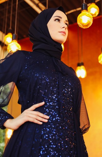 Dunkelblau Hijab-Abendkleider 5346-04