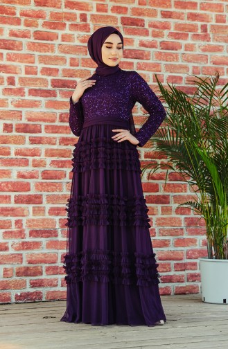 Purple Hijab Evening Dress 52770-05