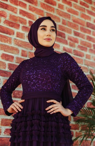 Purple Hijab Evening Dress 52770-05