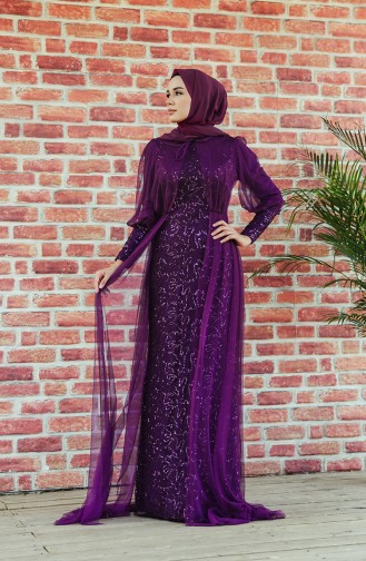 Sequined Evening Dress 5346-06 Purple 5346-06