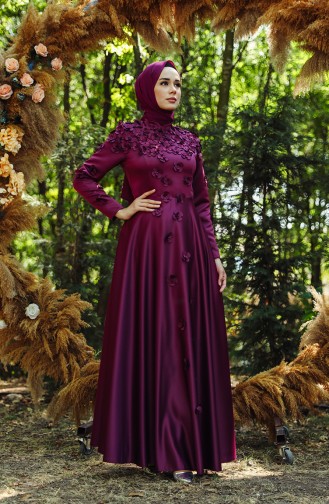 Zwetschge Hijab-Abendkleider 1017-02