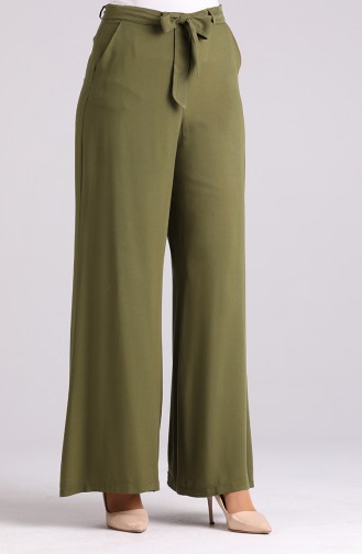Belted wide-leg Trousers 0129-01 Khaki 0129-01