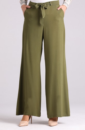 Belted wide-leg Trousers 0129-01 Khaki 0129-01