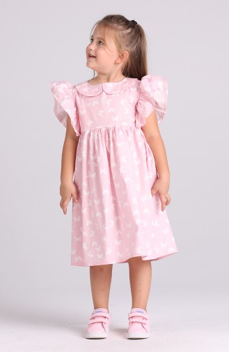 Patterned Children s Dress 4602-03 Pink 4602-03