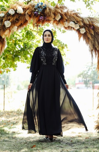 Schwarz Hijab-Abendkleider 52771-02