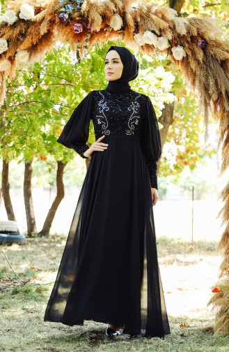 Schwarz Hijab-Abendkleider 52771-02