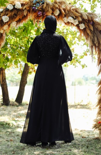 Payet Detaylı Abiye Elbise 52771-02 Siyah