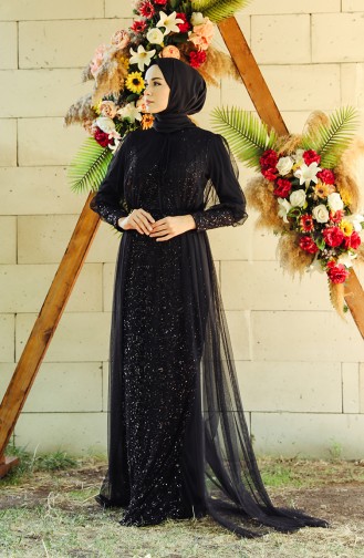 Schwarz Hijab-Abendkleider 5346-02