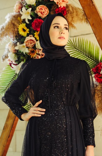 Schwarz Hijab-Abendkleider 5346-02