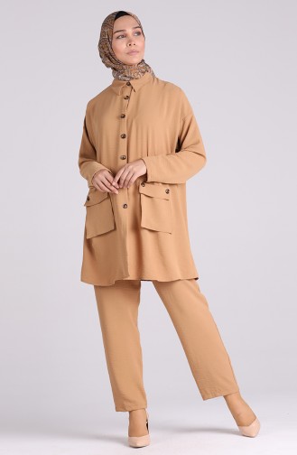 Aerobin Fabric Pocket Tunic Trousers Double Suit 1111-03 Camel 1111-03