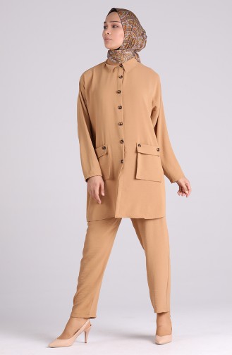Aerobin Fabric Pocket Tunic Trousers Double Suit 1111-03 Camel 1111-03