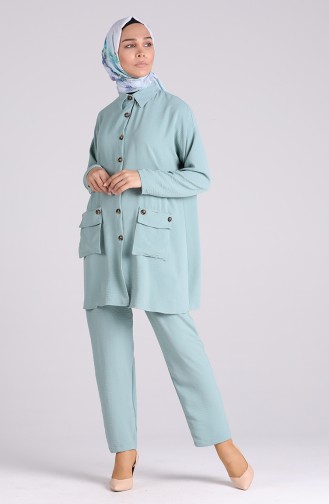 Aerobin Fabric Pocket Tunic Trousers Double Suit 1111-06 Sea Green 1111-06