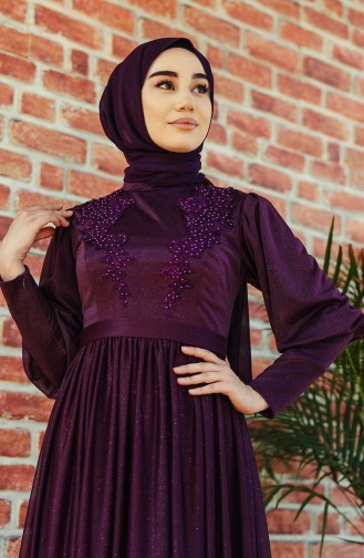 Zwetschge Hijab-Abendkleider 1017-04