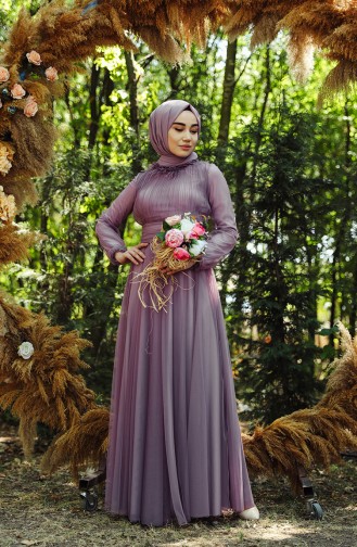Lilac İslamitische Avondjurk 1035-01