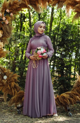 Lilac İslamitische Avondjurk 1035-01