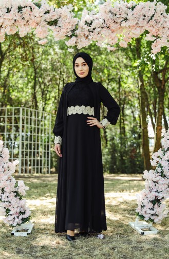 Schwarz Hijab-Abendkleider 7494-01