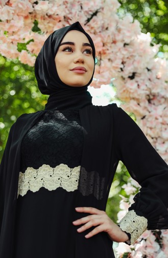 Habillé Hijab Noir 7494-01