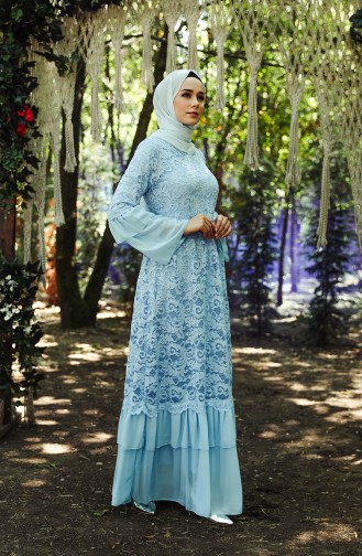 Blau Hijab-Abendkleider 7584-02