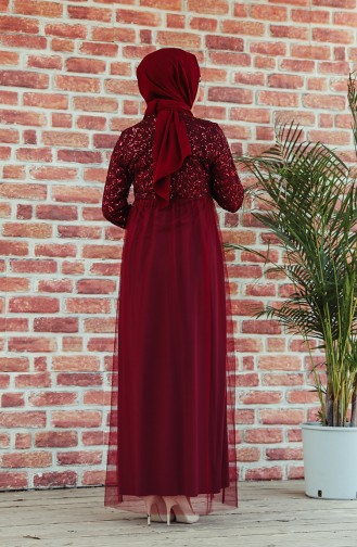 Sequined Evening Dress 7593-02 Burgundy 7593-02