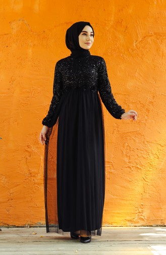 Sequined Evening Dress 7593-03 Black 7593-03