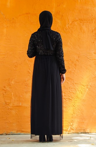 Schwarz Hijab-Abendkleider 7593-03