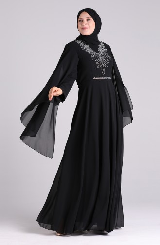Schwarz Hijab-Abendkleider 2058-03