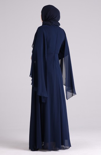 Dunkelblau Hijab-Abendkleider 2058-04