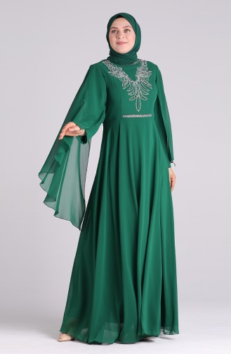 Plus Size Pearl Evening Dress 2058-06 Emerald Green 2058-06