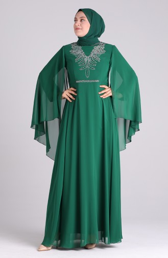 فساتين سهرة بتصميم اسلامي أخضر زمردي 2058-06