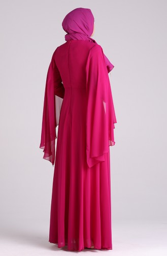 Fuchsia Hijab Evening Dress 2052-13
