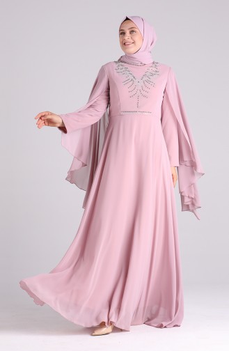 Beige-Rose Hijab-Abendkleider 2058-10