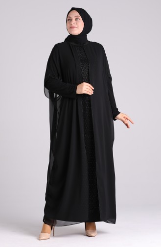 فساتين سهرة بتصميم اسلامي أسود 6330-01