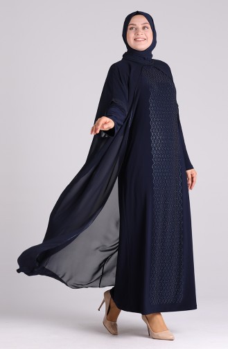 Dunkelblau Hijab-Abendkleider 6330-02